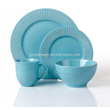 16pcs solid color emboss ceramic dinnerware sets